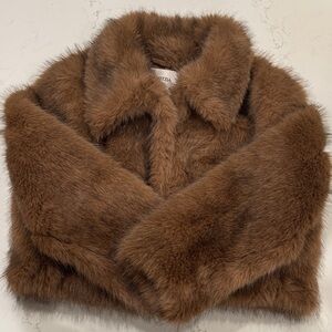 NWT Aritzia Chamonix Brown Faux Fur Jacket